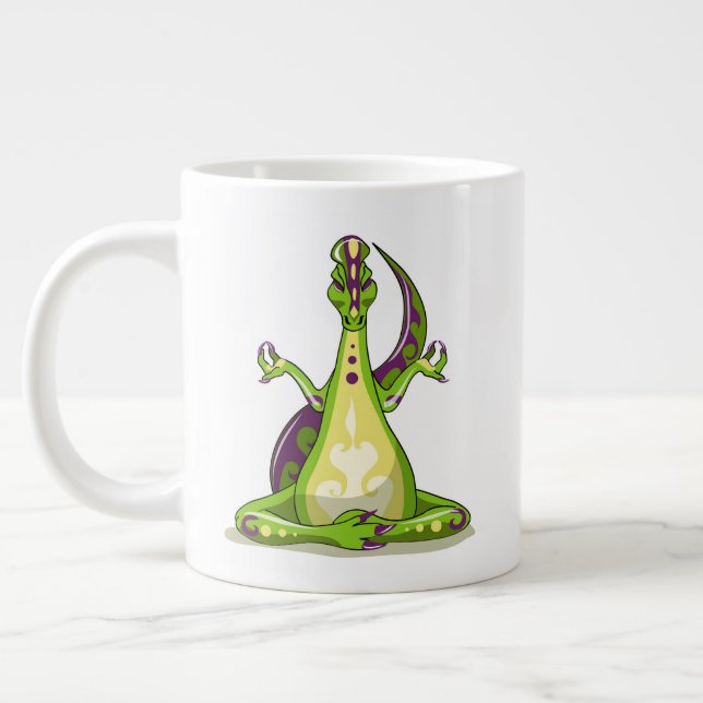 Taza De Café Gigante Un Dinosaurio Iguanodon Personalizado Haciendo Yog (Izquierda)