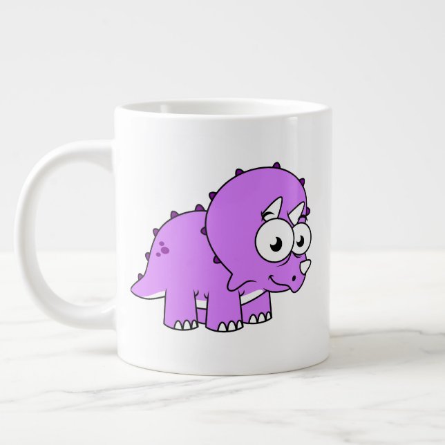 Taza De Café Gigante Un Ilustracion Agradable De Un Triceratops. (Izquierda)