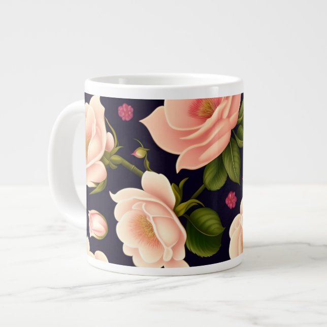 Taza De Café Gigante Un patrón sin fisuras con rosas rosas rosas en un  (Izquierda)