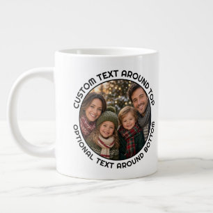 Taza De Café Gigante Una foto y texto alrededor de un borde circular