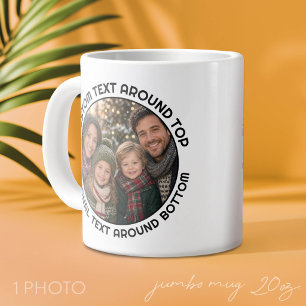 Taza De Café Gigante Una foto y texto alrededor de un borde circular