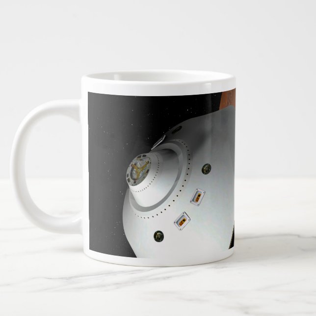 Taza De Café Gigante Una Nave Espacial Encendida En El Aire Aproximándo (Izquierda)