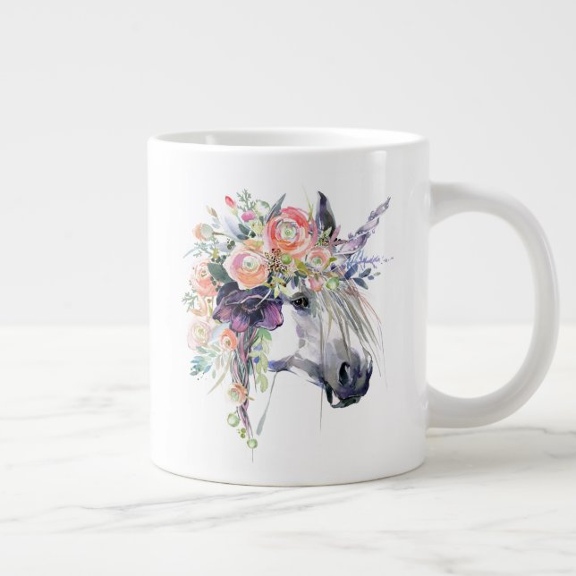 Taza De Café Gigante Unicornio vestido con flores (Derecha)