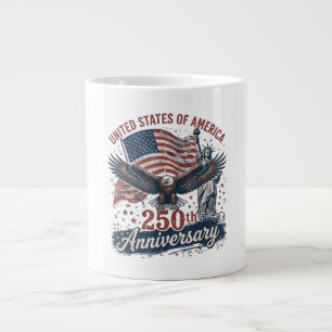 Taza De Café Gigante USA 250 Aniversario Águila Calva Estatua de la Lib