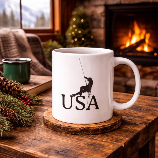 Taza De Café Gigante USA Climbing Silhouette Minimalist Design (Subido por el creador)