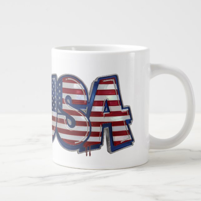 Taza De Café Gigante USA Flag Graffity Personalized Text (Derecha)