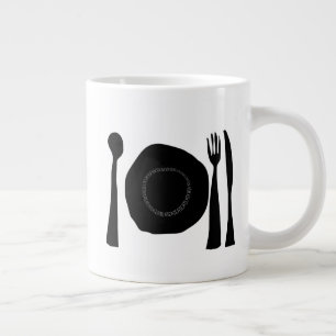 Taza De Café Gigante Utensilios de cocina en blanco y negro