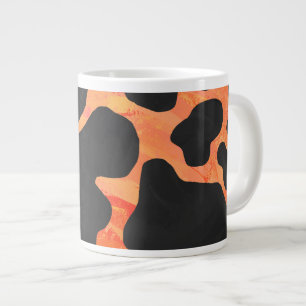 Taza De Café Gigante Vaca estampada en negro y naranja