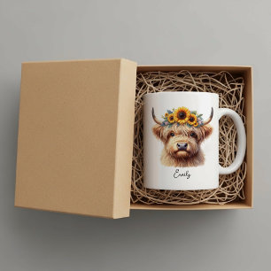 Taza De Café Gigante Vaca Highland Personalizada – Rustica Adorable