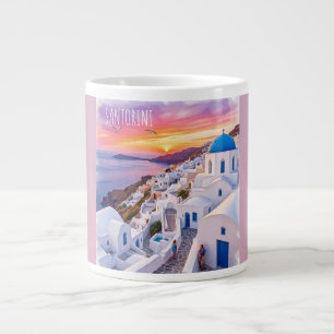 Taza De Café Gigante Vacaciones, bello atardecer en Santorini