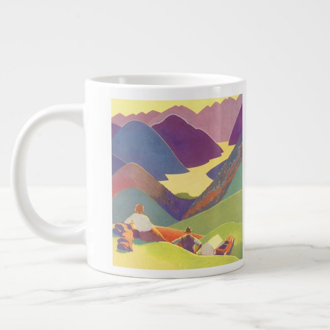 Taza De Café Gigante Vacaciones familiares antiguas, picnic en las mont (Izquierda)