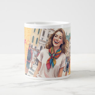 Taza De Café Gigante Vacaciones felices para mujeres en Roma, Italia,