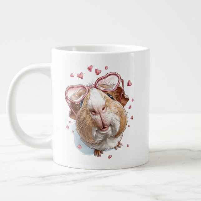 Taza De Café Gigante Valentine Gerbil Coffee Mug – Cute Heart Glasses  (Izquierda)