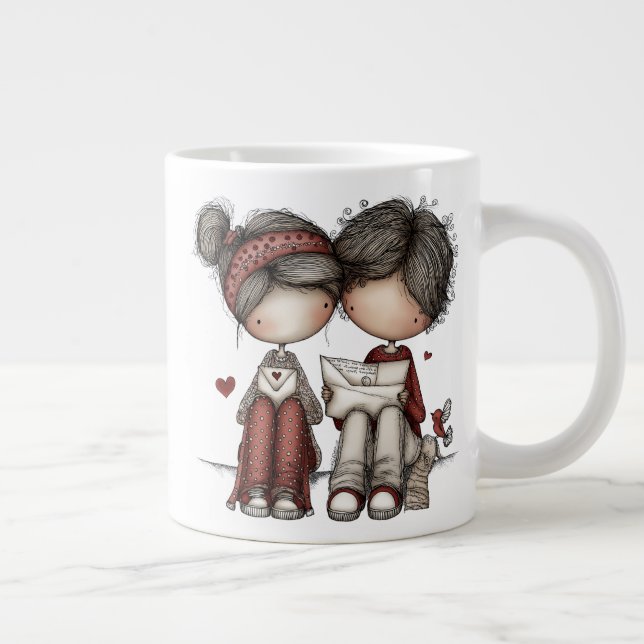 Taza De Café Gigante Valentine – Sweet Love Letters Specialty Mug (Derecha)