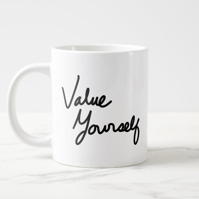 Taza De Café Gigante Valor propio mensaje positivo para el autocuidado (Izquierda)