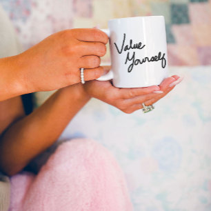 Taza De Café Gigante Valórate Mensaje Positivo para el Autocuidado