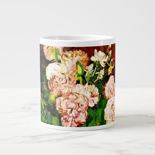 Taza De Café Gigante Van Gogh Peonies y Rosas (Frente)
