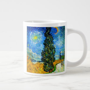 Taza De Café Gigante Van Gogh Road con Cypress y Star