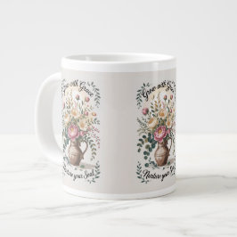 Taza De Café Gigante Vase Con Florals Crecer Con Cita De Gracia