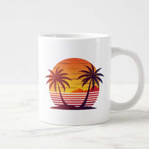 Taza De Café Gigante Vector atardecer con palmeras