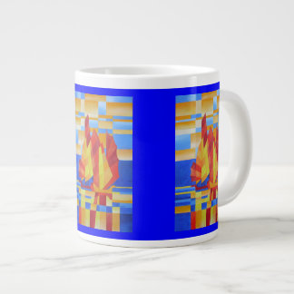 Taza De Café Gigante Vela en los siete mares, tan azul, resumen cubista