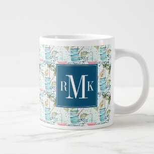 Taza De Café Gigante Velero de la acuarela con el modelo de la palmera