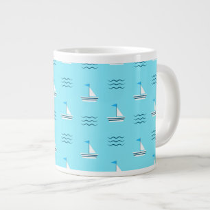 Taza De Café Gigante Veleros en el modelo azul del mar