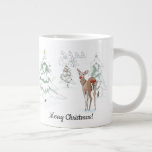 Taza De Café Gigante Venado de nariz roja en la fiesta de la madera de 