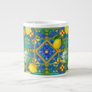 Taza De Café Gigante Verano, baldosas sicilianas, cítricos, naranjas,