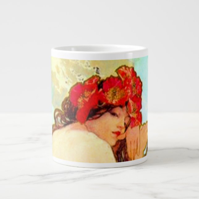 Taza De Café Gigante Verano de Art Nouveau de Alphonse Mucha (Frente)