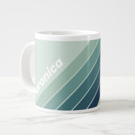 Taza De Café Gigante Verde Océano A Rayas Nostálgico con Nombre