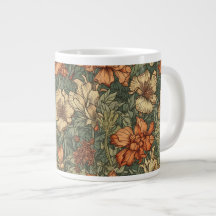 Verde Salvia + Naranja Floral Retro Vintage