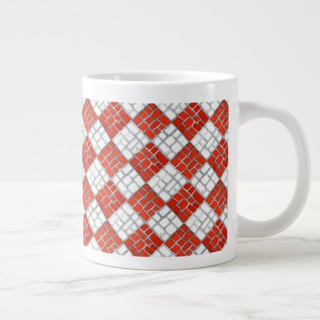 Taza De Café Gigante VERIFICACIÓN ROJA MOSAIC Big White Mug (Derecha)