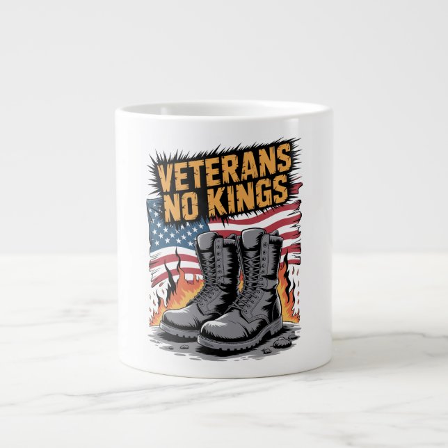Taza De Café Gigante Veterans No Kings USA Flag (Frente)