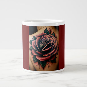 Taza De Café Gigante Viaje de consuelo: Rosa de brújula estilo tatuaje