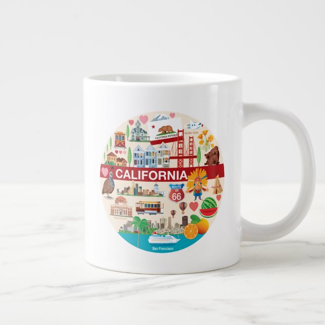 Taza De Café Gigante Viajes por California (Derecha)