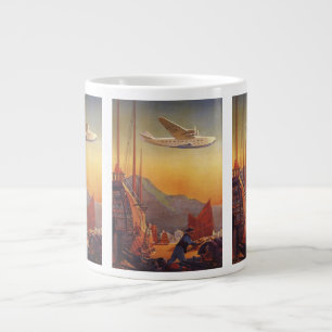 Taza De Café Gigante Viajes Vintage, Avión sobre Juncos en Hong Kong