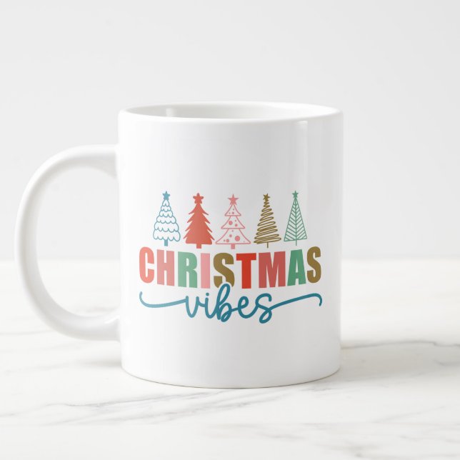 Taza De Café Gigante Vibes de navidades - Diseño de árboles de vacacion (Izquierda)