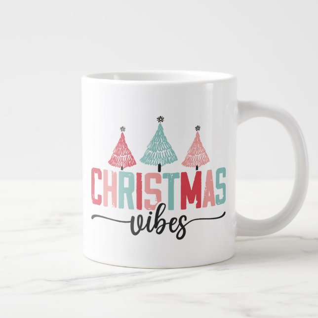 Taza De Café Gigante Vibes de navidades - Diseño de árboles festivos (Derecha)