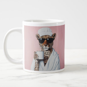 Taza De Café Gigante Vibes relajadas de Leopard Morning