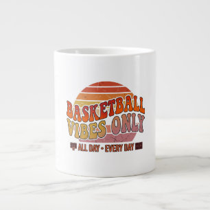 Taza De Café Gigante Vibraciones de Baloncesto Solo Vintage Atardecer D