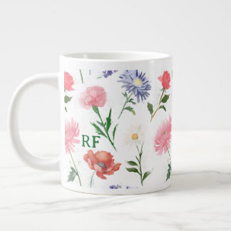 Taza De Café Gigante Vibrant Watercolor Multicolor Floral Pattern