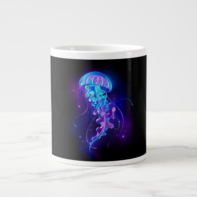 Taza De Café Gigante Vibrante color Glustre medusas (Frente)