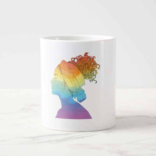 Taza De Café Gigante Vida arcoiris, mujer, libertad (Frente)
