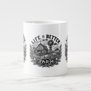 Taza De Café Gigante Vida de granja divertida es mejor en la granja amo