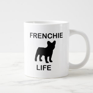 Taza De Café Gigante vida frenchie con silueta bulldog francés