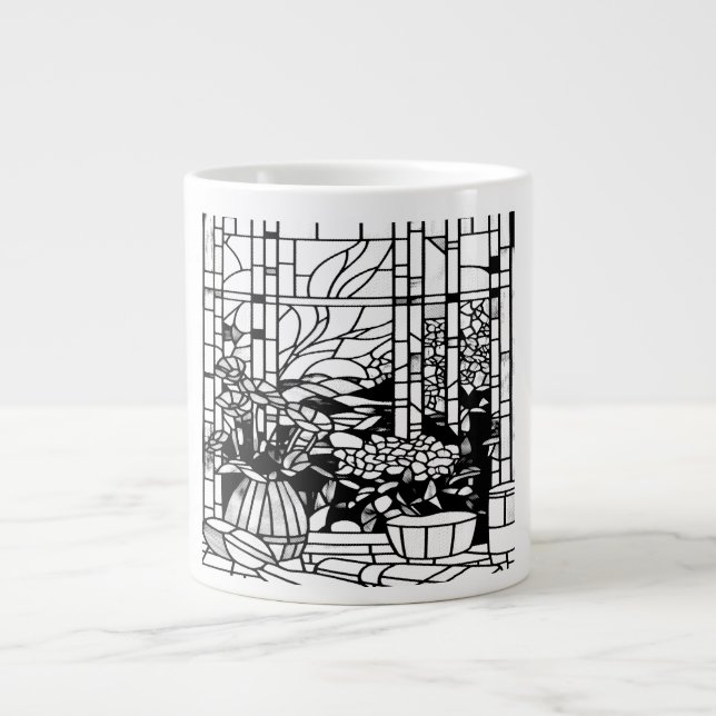 Taza De Café Gigante Vidrio de Jardín Teñido  (Frente)