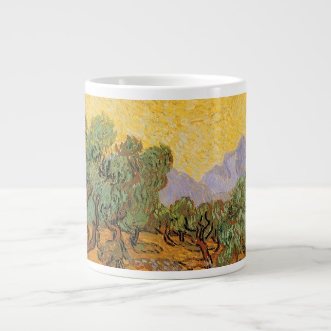 Taza De Café Gigante Vincent van Gogh - Olivos, cielo amarillo y sol (Frente)