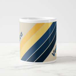 Taza De Café Gigante Vintage Beach Sand Stripes with Name