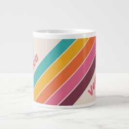 Taza De Café Gigante Vintage Candy Rainbow Stripes with Name